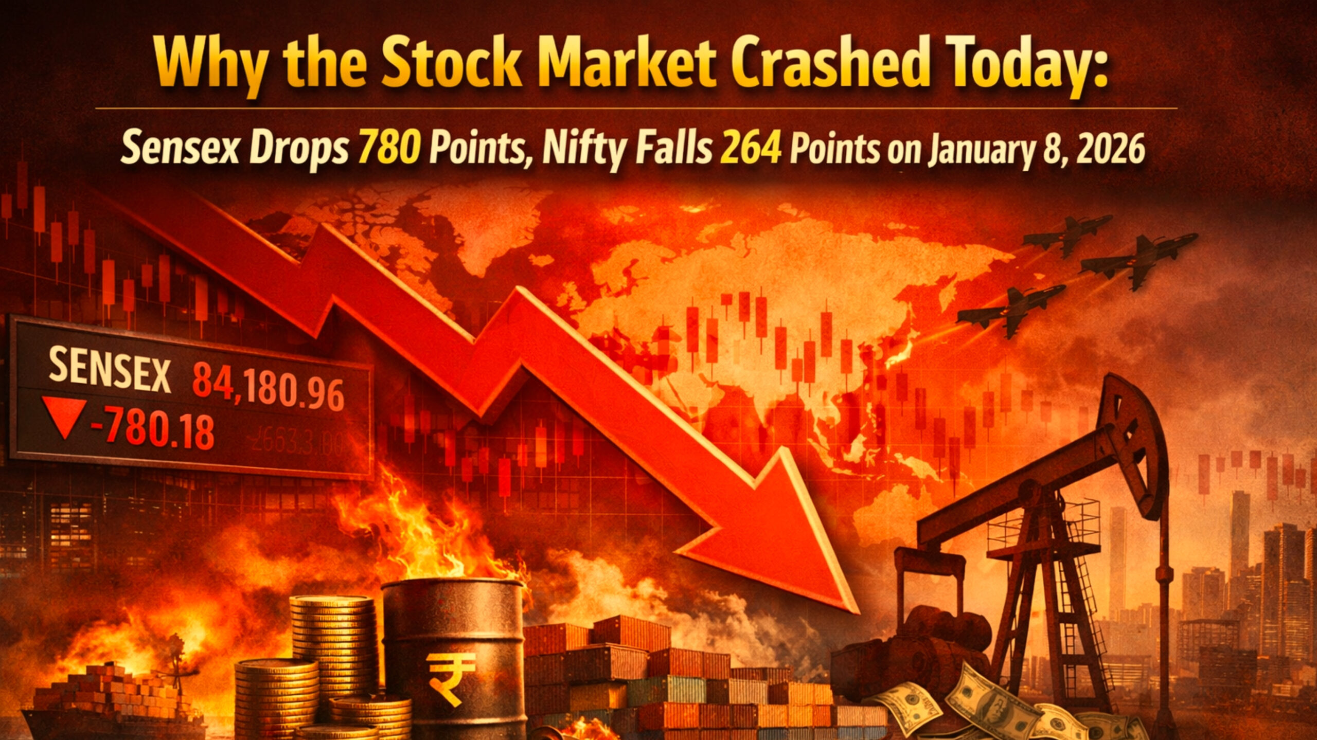 Why the Stock Market Crashed Today: Sensex Drops 780 Points, Nifty Falls 264 Points on January 8, 2026