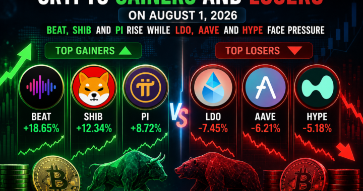 Crypto Gainers and Losers on August 1, 2026: BEAT, SHIB and PI Rise While LDO, AAVE and HYPE Face Pressure